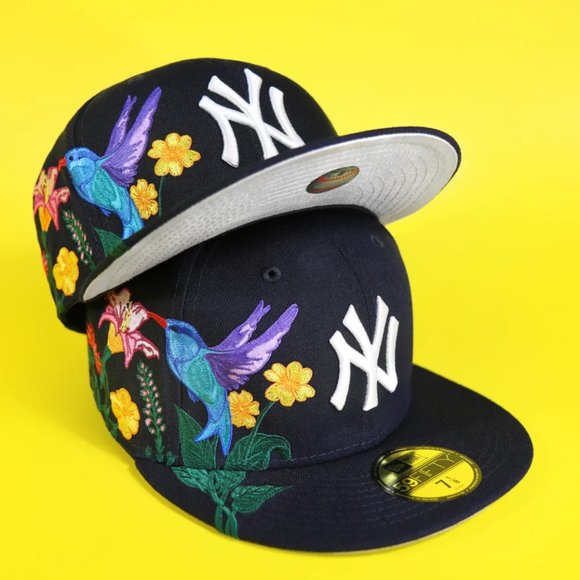 New Era New York Yankees Blooming 59FIFTY Fitted Hat Cap Navy - Picture 2 of 6